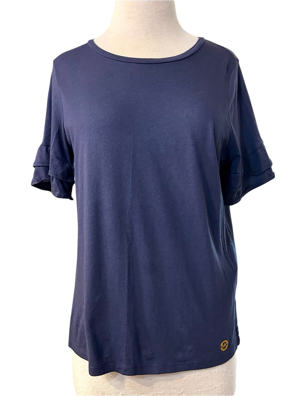 ÑWOT Michael Kors Navy Short Sleeve Ruffle Tee